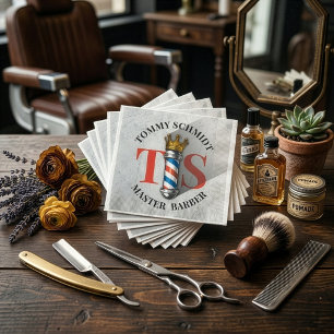 Barber Hair Shop King Crown Barber Pole Hair Salon Napkin