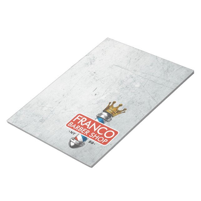 Barber Hair Shop King Crown Barber Pole Hair Salon Notepad (Angled)
