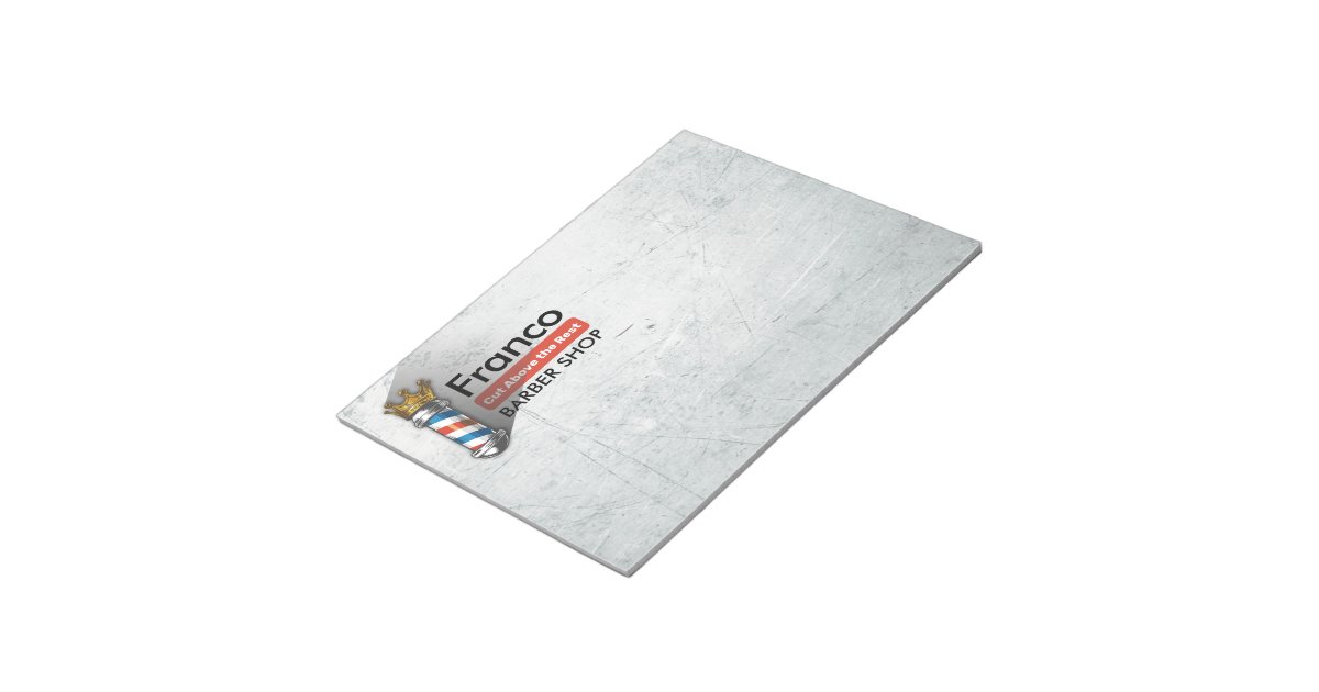 Saloon Notepad Barber Hair Shop King Crown Barber Pole Hair Salon Notepad | Zazzle