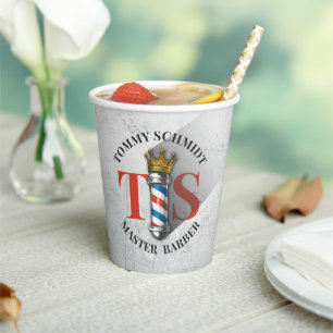 Barber Hair Shop King Crown Barber Pole Hair Salon Paper Cups