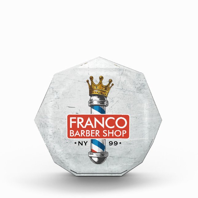 Barber Hair Shop King Crown Barber Pole Hair Salon Photo Block (Front)