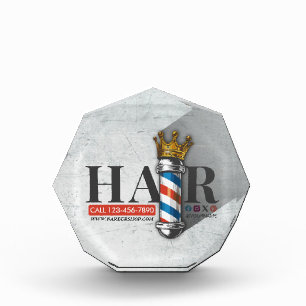 Barber Hair Shop King Crown Barber Pole Hair Salon Photo Block
