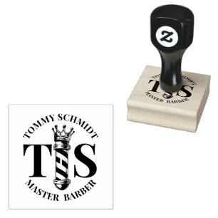 Barber Hair Shop King Crown Barber Pole Hair Salon Rubber Stamp