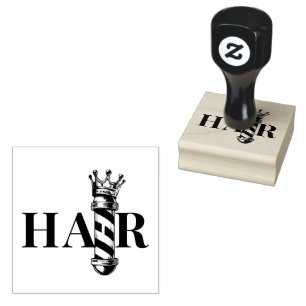 Barber Hair Shop King Crown Barber Pole Hair Salon Rubber Stamp
