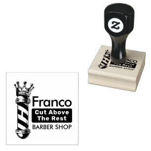 Barber Hair Shop King Crown Barber Pole Hair Salon Rubber Stamp