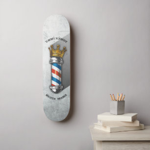 Barber Hair Shop King Crown Barber Pole Hair Salon Skateboard
