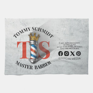 Barber Hair Shop King Crown Barber Pole Hair Salon Tea Towel
