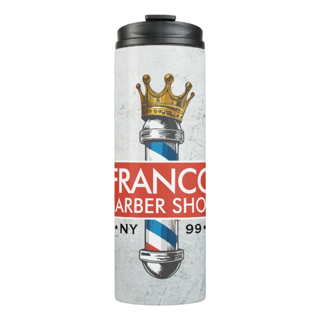 Barber Hair Shop King Crown Barber Pole Hair Salon Thermal Tumbler (Front)