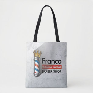 Barber Hair Shop King Crown Barber Pole Hair Salon Tote Bag
