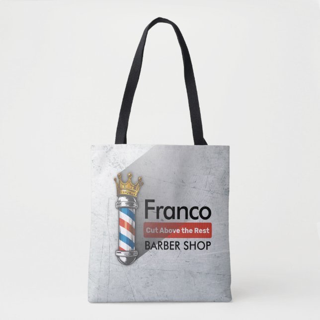 Barber Hair Shop King Crown Barber Pole Hair Salon Tote Bag (Front)