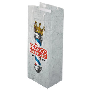 Barber Hair Shop King Crown Barber Pole Hair Salon Wine Gift Bag
