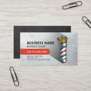 Barber Hair Shop Royal Crown Barber Pole QR Code Business Card
