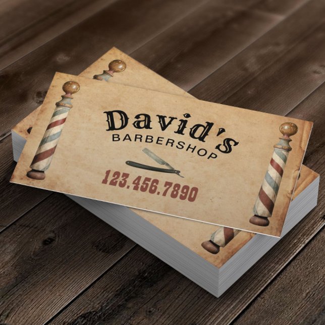 Barber Hair Stylist Barbershop Vintage Kraft Business Card (Creator Uploaded)