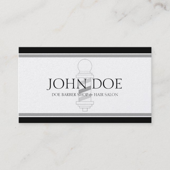 Barber/Hair Stylist Black/Platinum Business Card (Front)