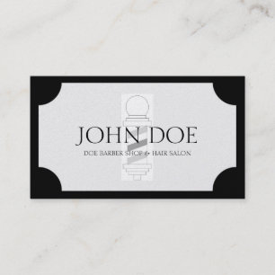 Barber/Hair Stylist Black/White Platinum Plaque Business Card