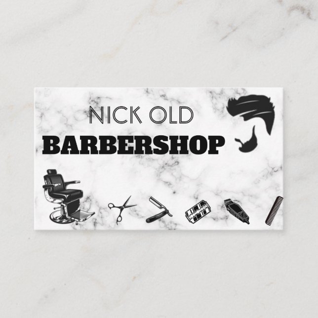 Barber Hair Stylist modern marble luxury Business Card (Front)
