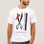 Barber Hairdresser Business T-Shirt<br><div class="desc">Scissors and comb,  perfect for barbers,  stylists or hairdressers. Original art by Nic Squirrell.  Change the name and text to customise.</div>