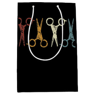 Barber & hairdresser, grunge scissors design medium gift bag