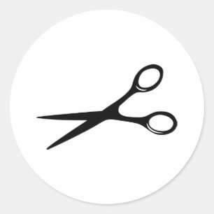 barber hairdresser scissors black classic round sticker