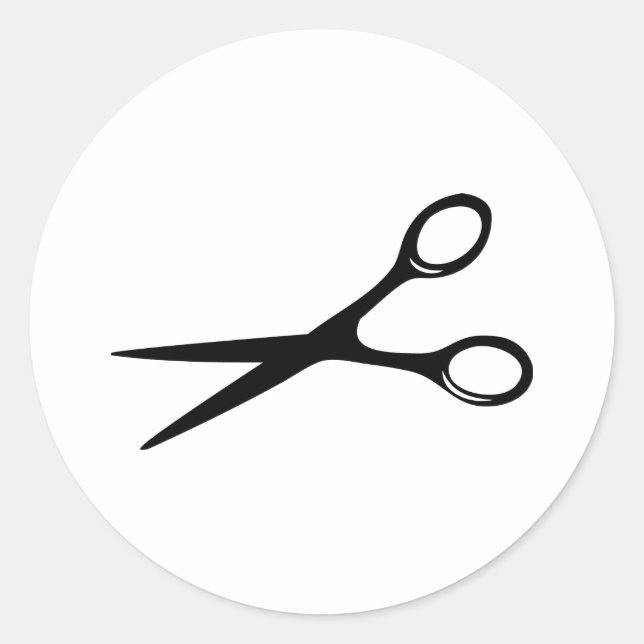 barber hairdresser scissors black classic round sticker (Front)