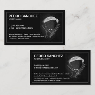 Barber Hairstylist Bilingual Spanish Business Card