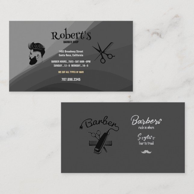 Barber Hairstylist Scissors Hair Silhouette  Business Card (Front/Back)