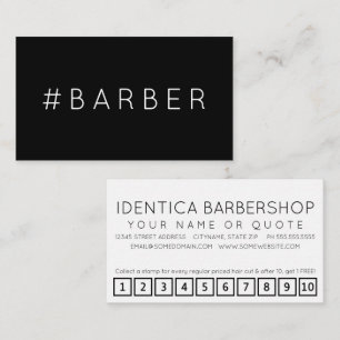 #BARBER hashtag loyalty punch card