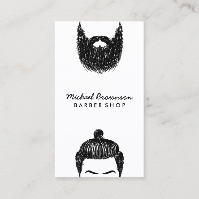 Barber hipster beard moustache qr code business card (Front)