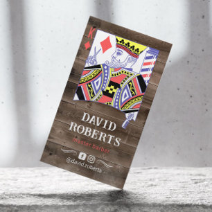 Barber King Hairdresser Rustic Wood Hair Stylist Business Card