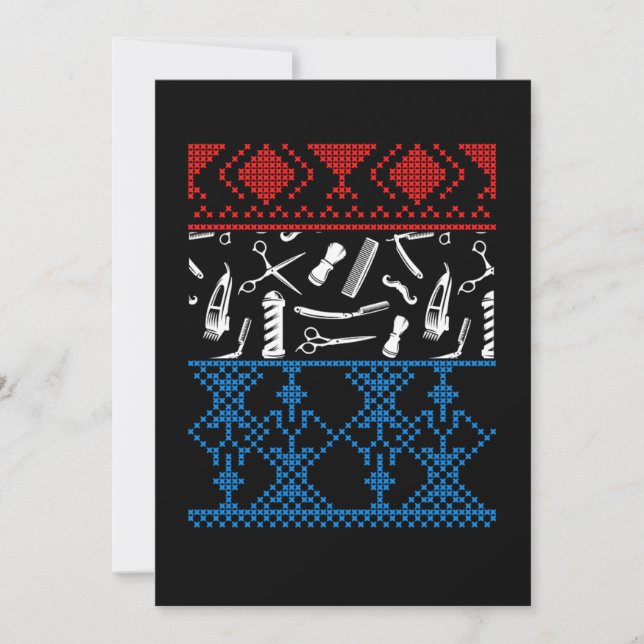 Barber Knit Ugly Christmas Sweater Gift Invitation (Front)