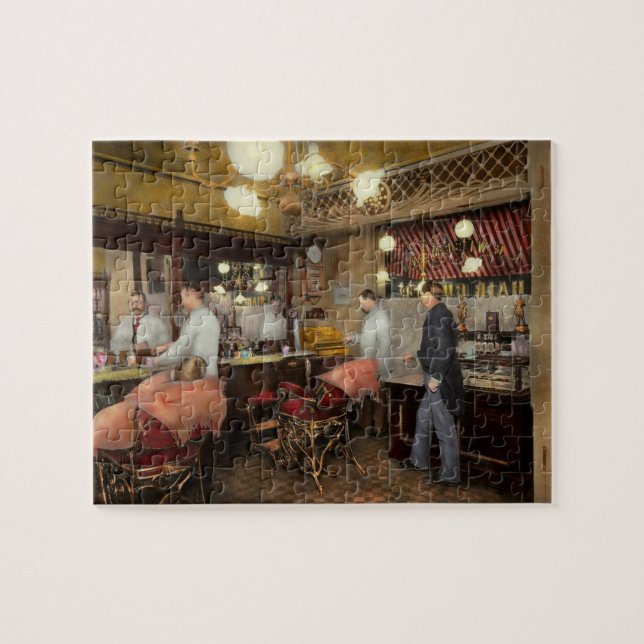 Barber - L.C. Wiseman Barbershop, NY 1895 Jigsaw Puzzle (Horizontal)