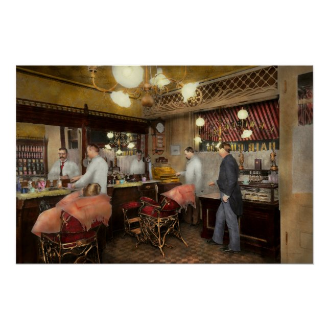 Barber - L.C. Wiseman Barbershop, NY 1895 Poster (Front)