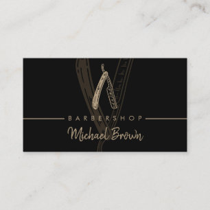 Barber Logo Straight Razor Business Card