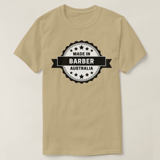 Barber Made In Australia T-Shirt (Design Front)