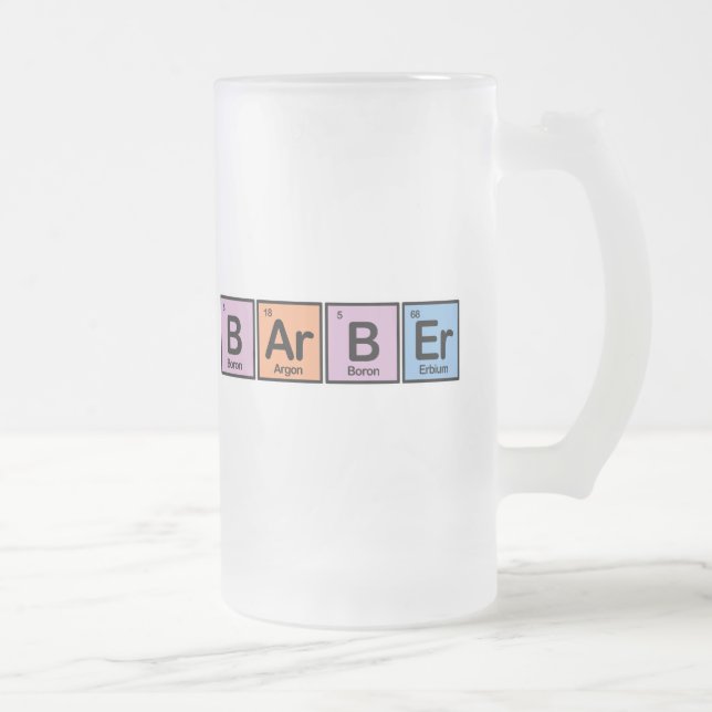 Barber made of Elements Frosted Glass Beer Mug (Right)
