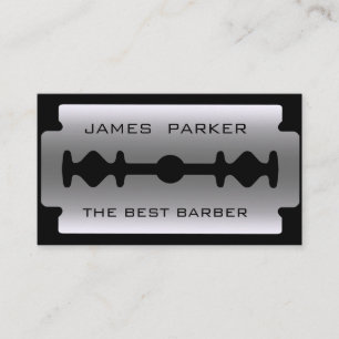 Barber Modern Razor Blade Logo Hair Stylist Business Card
