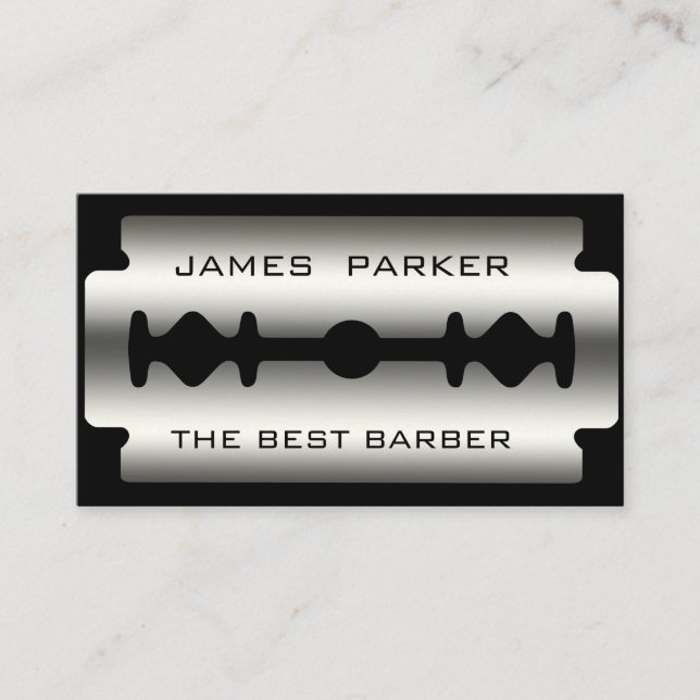 Barber Modern Razor Blade Salon Hair Stylist Business Card (Front)
