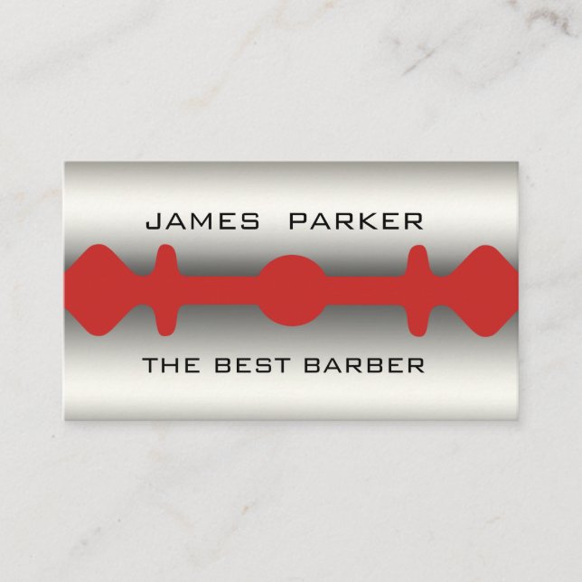 Barber Modern Razor Blade Salon Hair Stylist Business Card (Front)