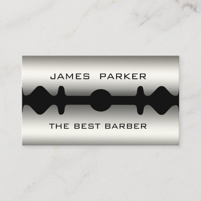 Barber Modern Razor Blade Salon Hair Stylist Business Card (Front)