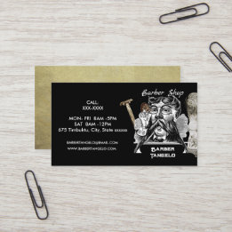 Barber Moustache Gold Black Professional   Business Card