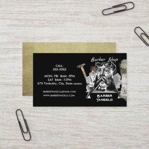 Barber Moustache Gold Black Professional   Business Card