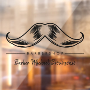 Barber Moustache Logo Simple Window Cling