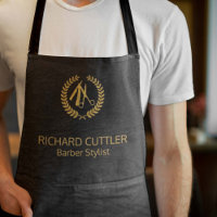 Barber name gold logo barber shop black leather
