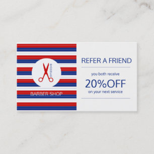 Barber navy white red striped modern referral