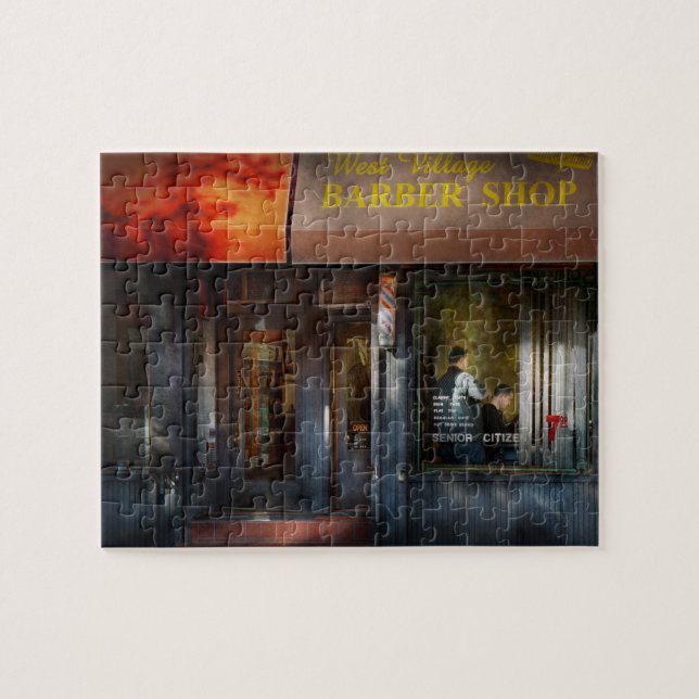 Barber - NY - West Village Barber Shop Jigsaw Puzzle (Horizontal)