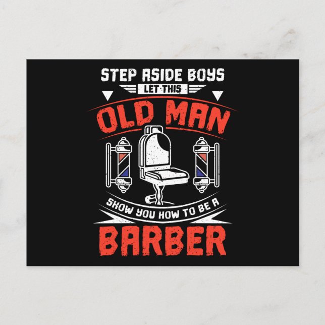 Barber Old Man Postcard (Front)