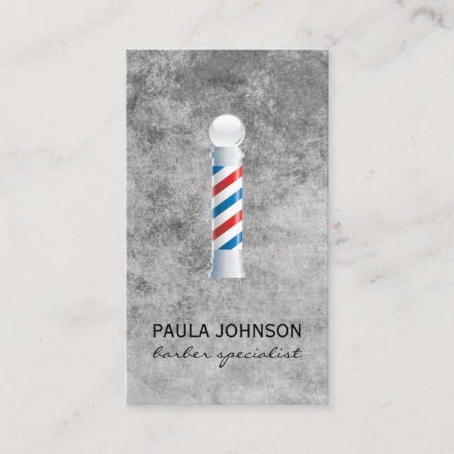 Barber Pole Appointment Grey Texture Business Card (Front)