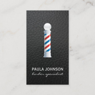 Barber Pole Appointment Leather Background Business Card