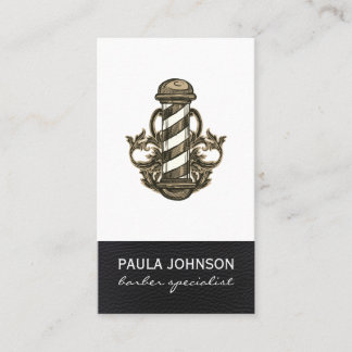 Barber Pole Appointment Leather Stylist Barber Business Card