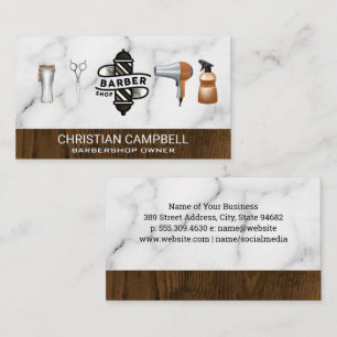 Barber Pole   Barber Shop   Marble Wood Business Card